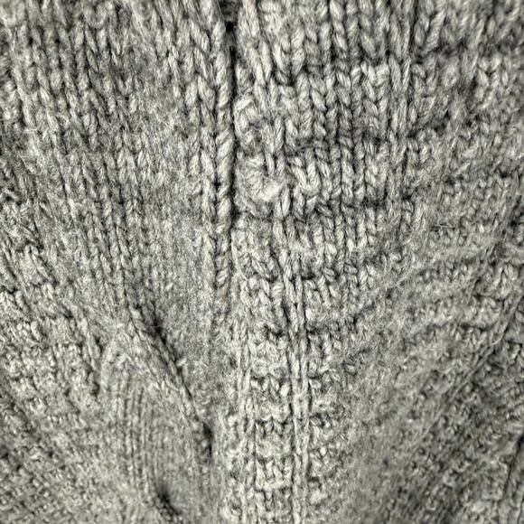 Express Gray Cowl Neck Cable Knit Long Sweater Tunic Womens L Merino Wool - Picture 7 of 8